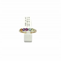 Geelgouden multicolor ring bezet met diamant - 601612