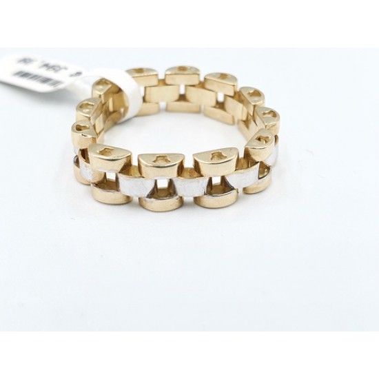 Gouden Rolex ring met witte schakels (flexibel) 14K - 602177