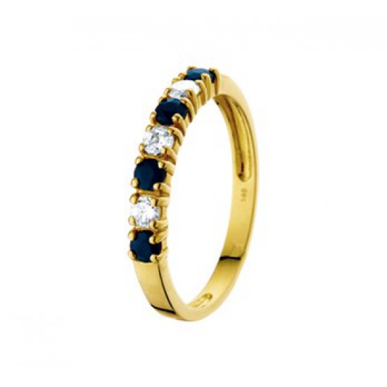 14k gouden ring saffier en zirkonia - 604159 14k gouden ring saffier en zirkonia - 604159