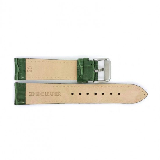 Alligator print calf leather watch strap, mat. With strong case and buckle connection, stitchinged loop and stainless steel buckle. This watch strap has soft leather lining and is super flexible - 601351