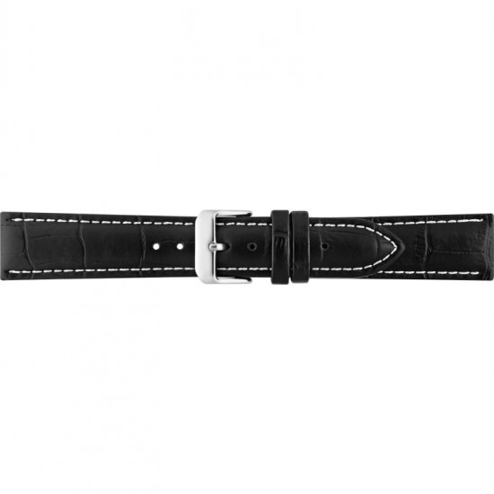 Alligator print calf leather watch strap, mat. With strong case and buckle connection, stitchinged loop and stainless steel buckle. This watch strap has soft leather lining and is super flexible. White stitching - 601288