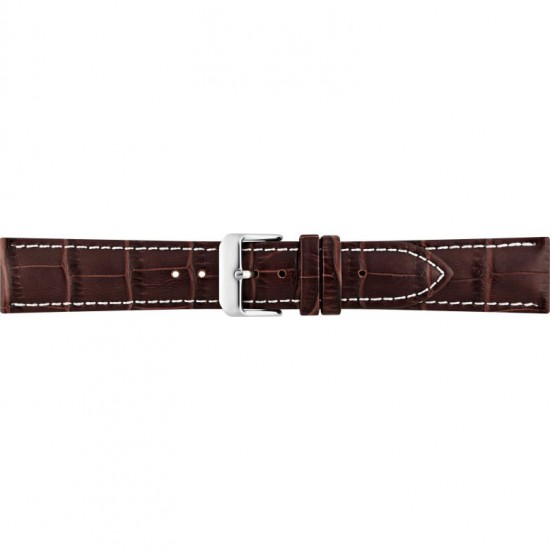 Alligator print calf leather watch strap, mat. With strong case and buckle connection, stitchinged loop and stainless steel buckle. This watch strap has soft leather lining and is super flexible. White stitching - 601301