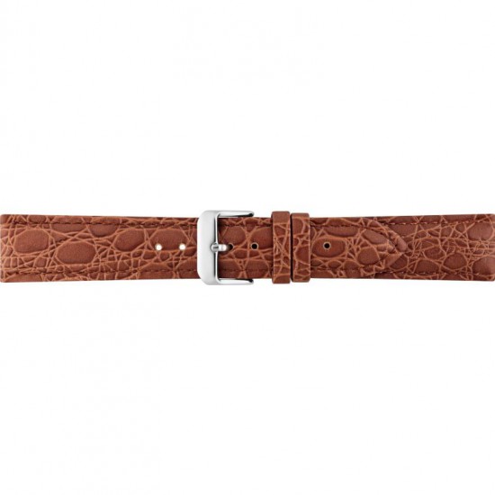 Crocodile print calf leather strap, mat. With strong case and buckle connection, stitched loop and stainless steel buckle. This strap has soft leather lining and is super flexible. - 601390
