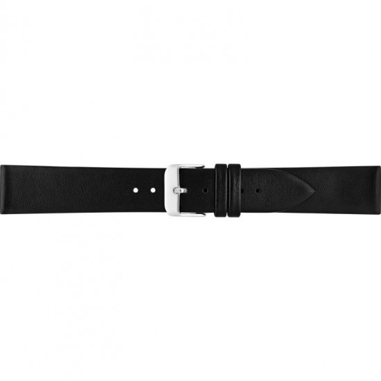 Plain soft calf leather watch strap with stainless steel buckle and soft nubuck lining. - 601394