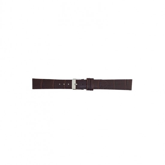 Flat or thin alligator print, calf leather watch strap with stainless steel buckle and soft nubuck lining. - 601430
