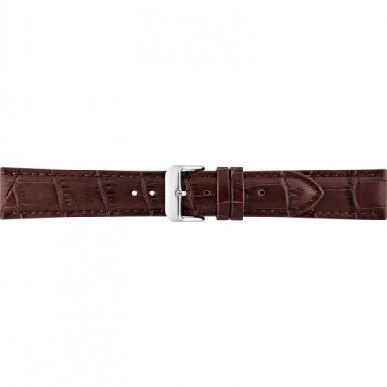 Alligator print calf leather watch strap, mat. With strong case and buckle connection, stitchinged loop and stainless steel buckle. This watch strap has soft leather lining and is super flexible - 601434