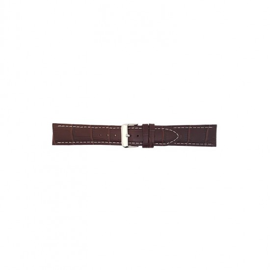 Alligator print calf leather watch strap, mat. With strong case and buckle connection, stitchinged loop and stainless steel buckle. This watch strap has soft leather lining and is super flexible. White stitching - 601436