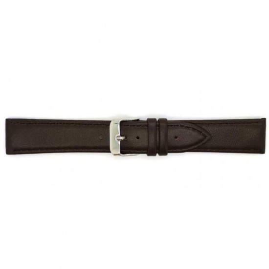 Simple calf leather, padded, watch strap with steel buckle and same color stitching. - 601440