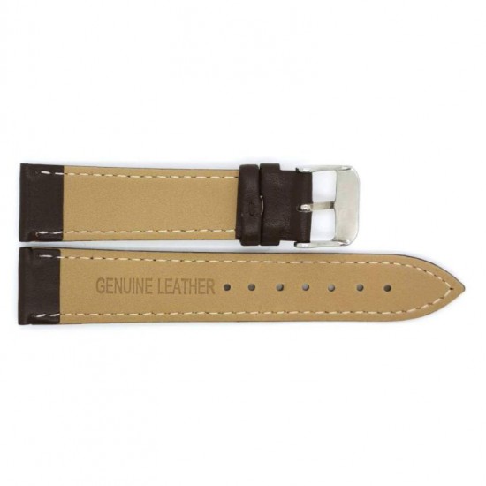 Simple calf leather, padded, watch strap with steel buckle and same color stitching. - 601440