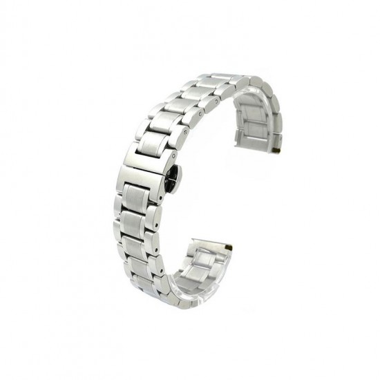 Solid stainless steel, watch band with mat and polished links and double folding clasp. - 603666