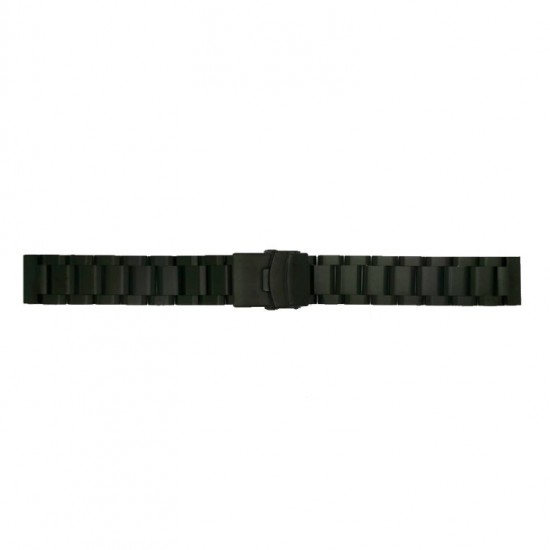 Shiny, solid steel, black PVD watch band with folding clasp and security. This watch strap has "quick release" pushpins. They are included. - 602092