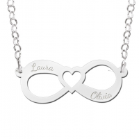 Zilveren hanger Infinity twee namen en hart - 603071 Zilveren hanger Infinity twee namen en hart - 603071