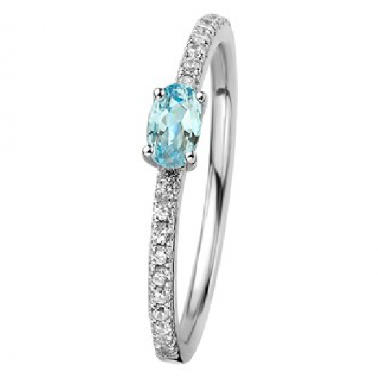 Ring blauw topaas en zirkonia - 602945