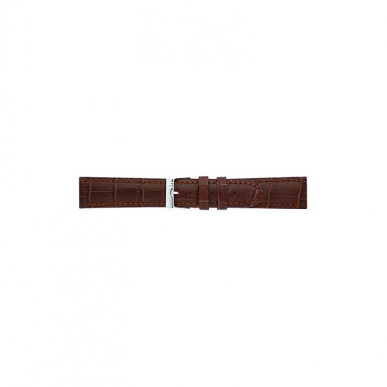 EXTRA LONG alligator print calf leather strap, mat. With strong case and buckle connection, stitched loop and stainless steel buckle. This strap has soft leather lining and is super flexible. - 602835