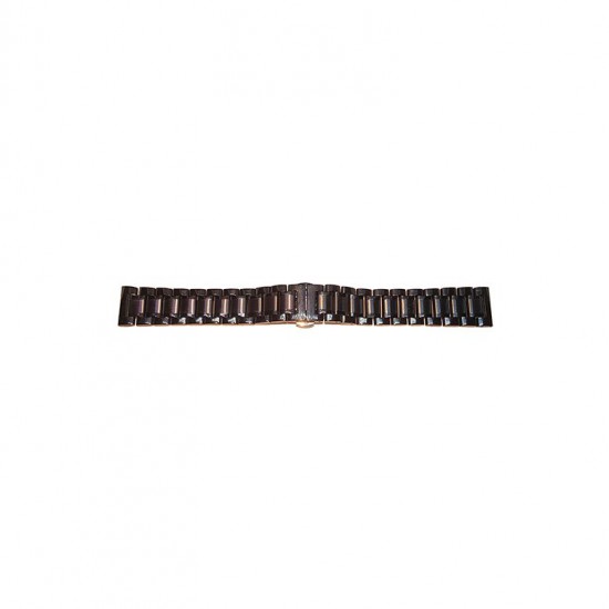 Solid stainless steel, PVD black, watch band with mat and polished links and double folding clasp. - 602095