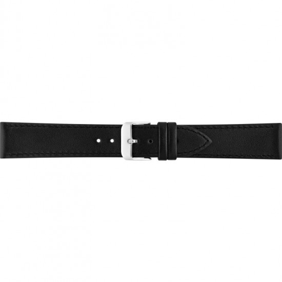 Genuine leather flat watch strap with stitching to ensure durability. The stainless steel buckle is strong and durable. This watch strap fits traditional, dressed watches and is available in many sizes - 602115
