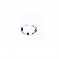 Zilveren boto armband met blauwe kralen - 602502