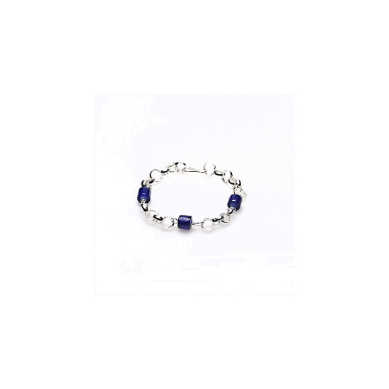 Zilveren boto armband met blauwe kralen - 602502