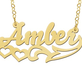 Gouden naamketting model Amber - 603026
