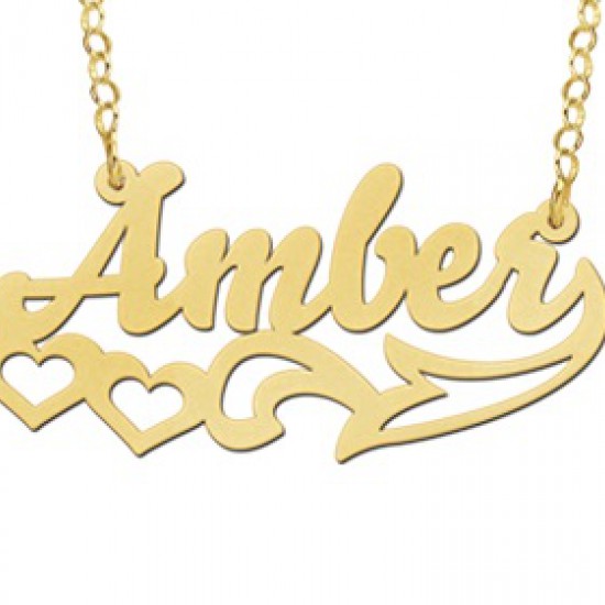 Gouden naamketting model Amber - 603026
