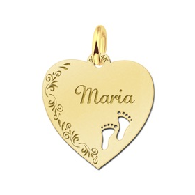 Gouden hart met bloemrand - 603247