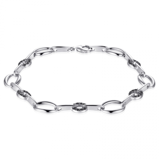 Fantasie armband Sterling Zilver met zwarte Zirkonia’s - 602666