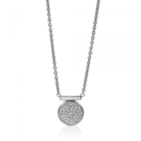 ZINZI zilveren schakelcollier met ronde hanger 14mm witte zirconia's 45cm - 602962 ZINZI zilveren schakelcollier met ronde hanger 14mm witte zirconia's 45cm - 602962