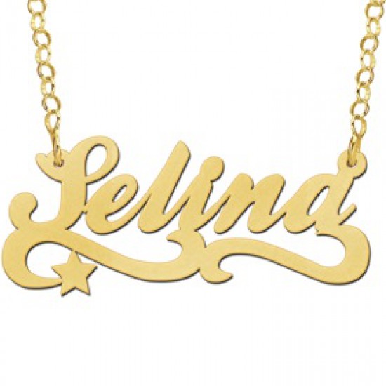 Gouden naam ketting model Selina - 603018