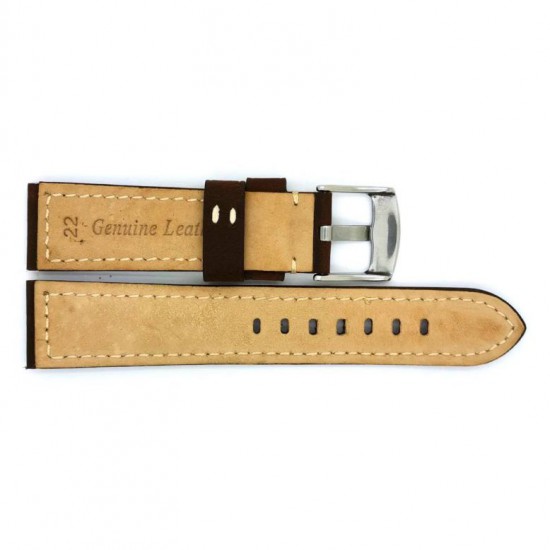 Genuine leather watch strap with same color stitch and heavy padding. With stainless steel buckle - 602936