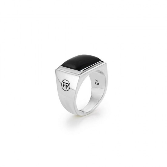 Sterling Silver Rings - Ring Square Onyx Lowneck - 602967