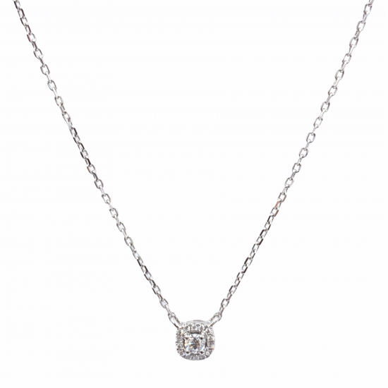 WITGOUDEN KETTING MET DIAMANT - 602989