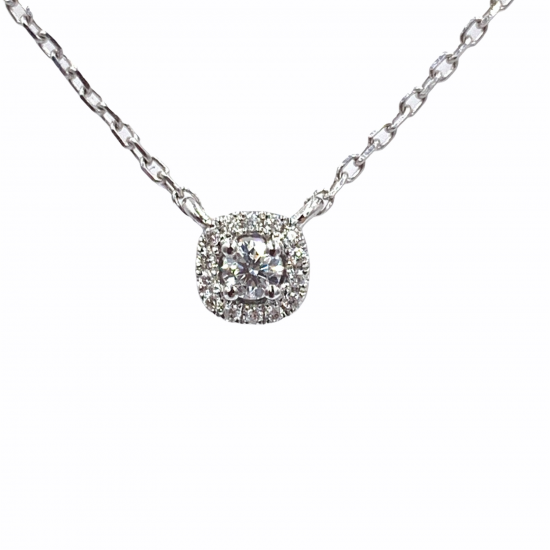 WITGOUDEN KETTING MET DIAMANT - 602989