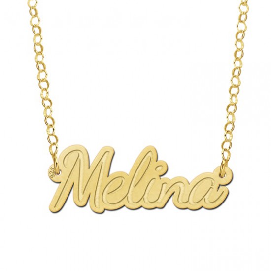 Gouden naam ketting model Melina - 603007