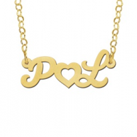 Gouden naamketting initialen met hart - 603016 Gouden naamketting initialen met hart - 603016