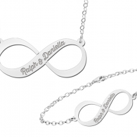 Zilveren hanger en armband Infinity set met naam - 603069