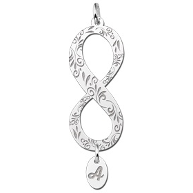 Zilveren hanger infinity lang sierrand met letterhanger - 603080