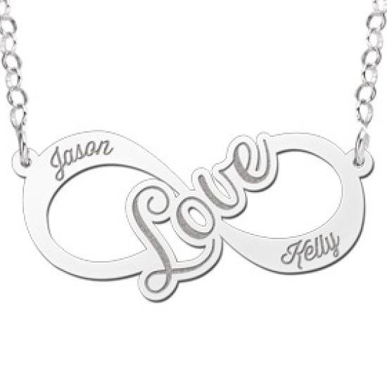 Zilveren infinity ketting love - 603083