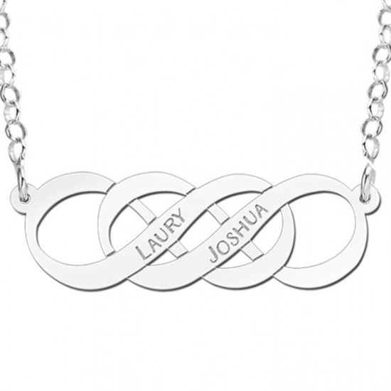 Zilveren ketting dubbel infinity symbool - 603087