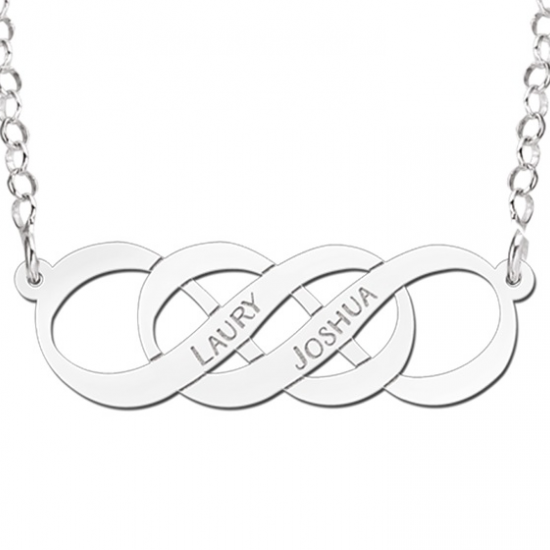 Zilveren ketting dubbel infinity symbool - 603087