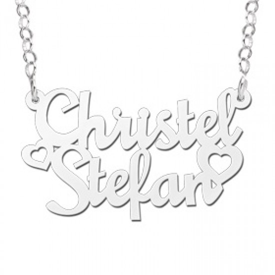 Zilveren naamcollier model Christel-Stefan - 603046