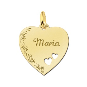 Goud hart met bloemrand - 603233