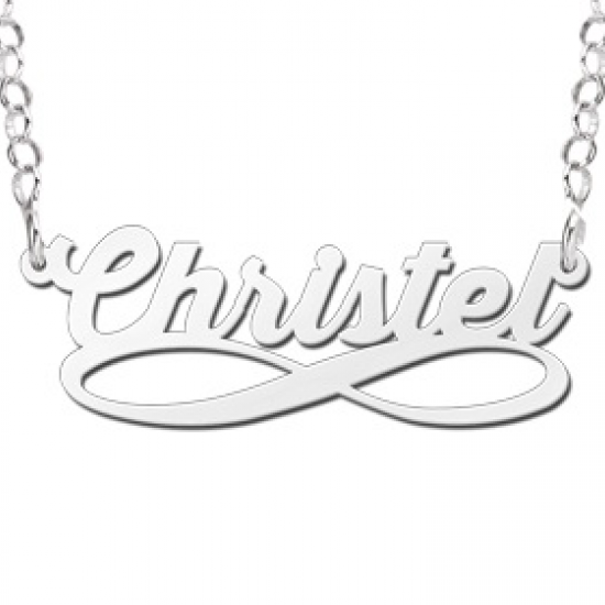 Zilveren naamketting model infinity - 603056