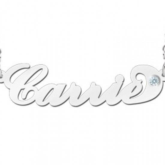 Zilveren naamketting Carrie style zirkonia - 603057