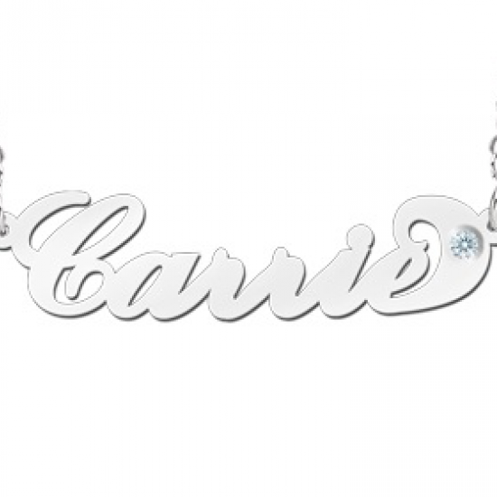 Zilveren naamketting Carrie style zirkonia - 603057