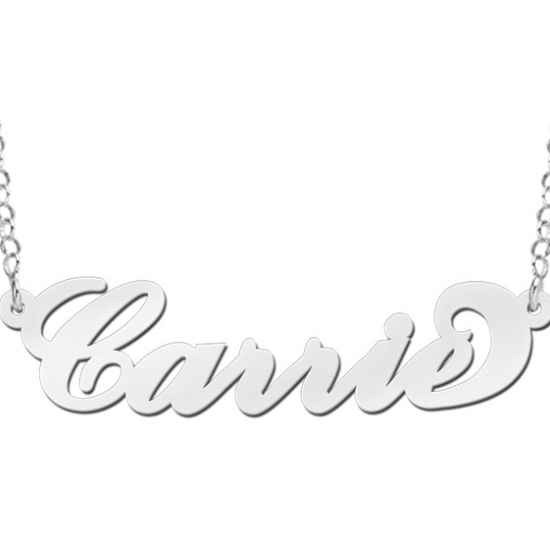 Zilveren naamketting Carrie style - 603058