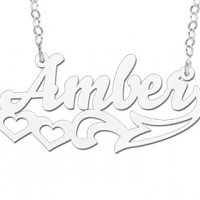 Zilveren naamketting model Amber - 603063