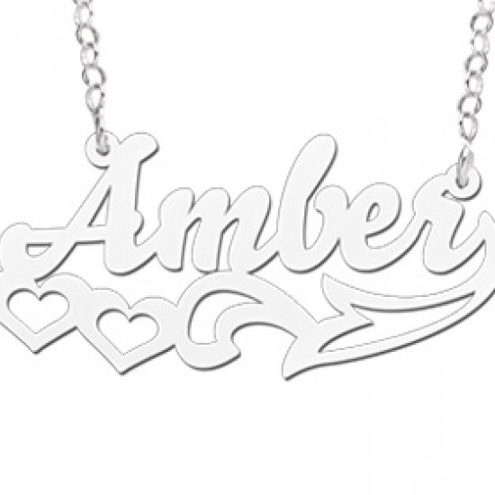 Zilveren naamketting model Amber - 603063