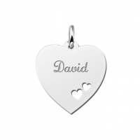 Zilveren graveerplaatje hart met 2 hartjes - 603138 Zilveren graveerplaatje hart met 2 hartjes - 603138