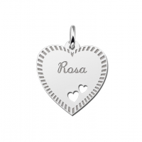 Zilveren graveerplaatje hart met rand en 2 hartjes - 603143 Zilveren graveerplaatje hart met rand en 2 hartjes - 603143