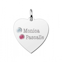 Geboortestenen in zilveren hart - 603147